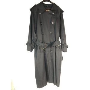 Burberry Mens Raincoat Trenchcoat With Wool Liner Collar Size 42 Regular Black